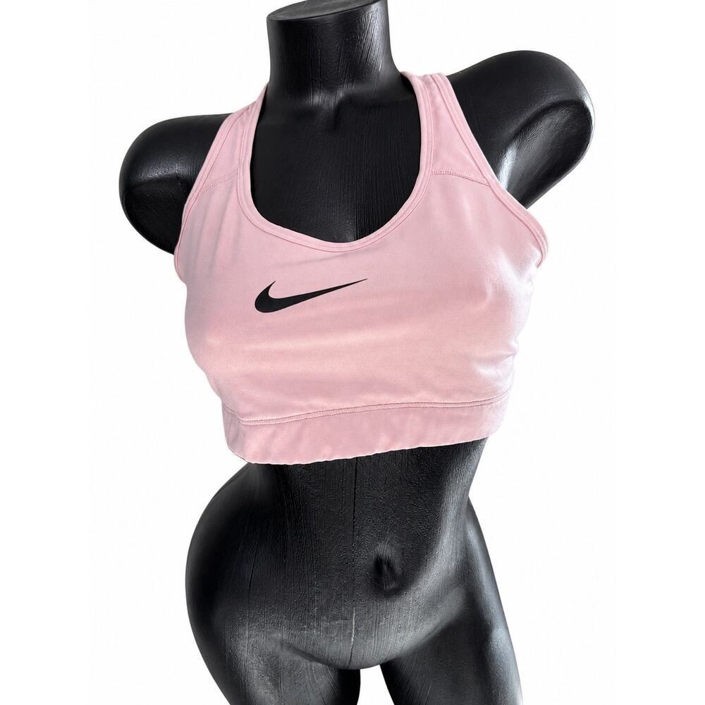 Nike Dri-FIT Sports Bra Womens Large Pink Swoosh Racerback Pilates Barbiecore